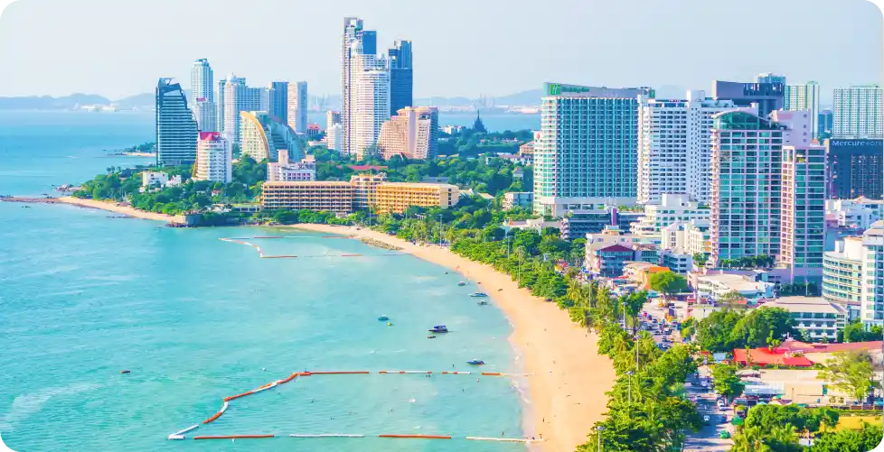 Pattaya coastal cityscape, Thailand