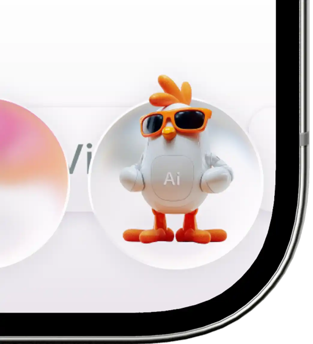 AI Assistant on iPhone showing mascot character